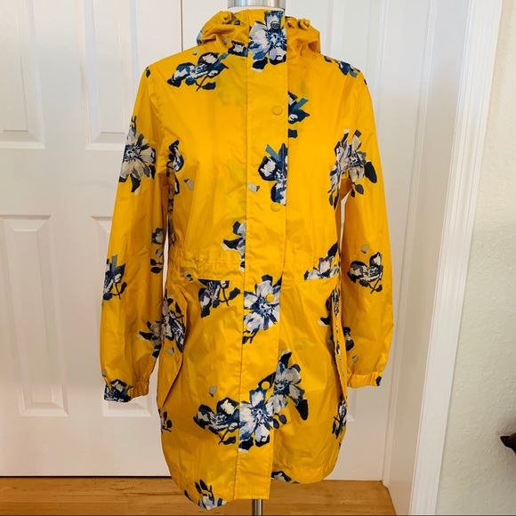Joules Jackets & Blazers - Joules Right as Rain Yellow Blue Flower Jacket
